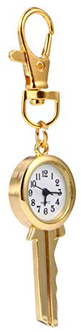 Hemobllo Montre De Poche Porte Clé Montre Forme Clé Or Porte-s Infirmières Clip e-s Quartz Able Unisexe Collier pour Femme Homme Regardez Bobine Alliage