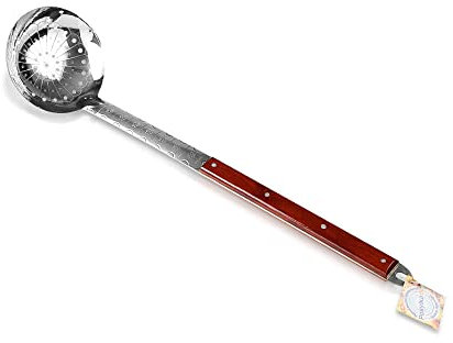 ZARENHOFF Schaumlöffel für z.B. Plov (64 cm, tief) | aus Edelstahl mit Holzgriff | Schöpflöffel, Schöpfkelle, Schaumkelle, Schaumloeffel, Abseihlöffel | ideal auch für Gerichte aus dem Kazan/Wok