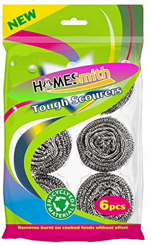 HOMESmith Stainless Steel Scourers – Pack of 6, (HS-130)