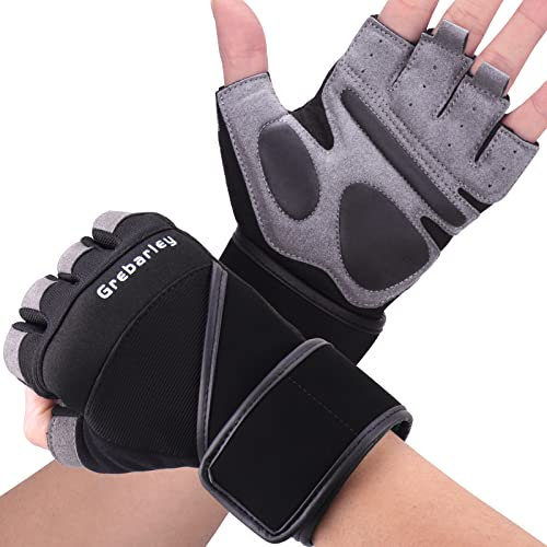 Grebarley Fitness Handschuhe,Trainingshandschuhe für Damen und Herren - Fitness Handschuhe für Krafttraining,Bodybuilding,Kraftsport & Crossfit Training (Lang-Aktualisierte, M)