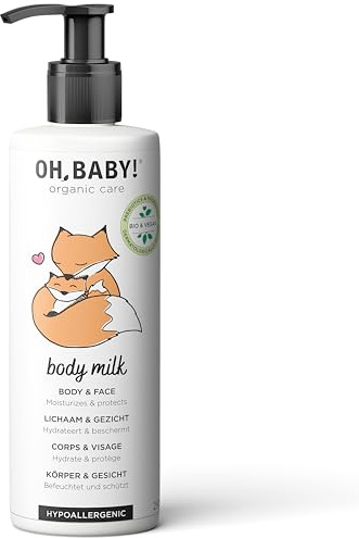 Oh, Baby! biologische & vegane Körpermilch für empfindliche Babyhaut I mit Prä- und Probiotika angereicherte Bodymilk | pflegt intensiv I mit Thermalwasser, Karnaubawachs und Sonnenblumenöl I 250 ml