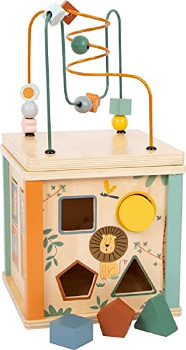 small foot Motorikwürfel Safari aus Holz, Lernspielzeug für Babys und Kleinkinder, 5 Seiten, ab 12 Monaten, 11960