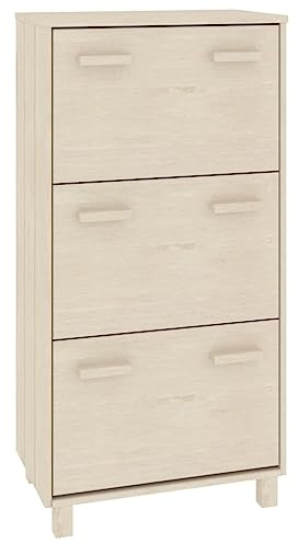 vidaXL Schuhschrank Schuhregal Kipper Schuhkipper Schuhablage Schuhkommode Schuhständer Schuhaufbewahrung Honigbraun 59,5x35x117cm Massivholz Kiefer