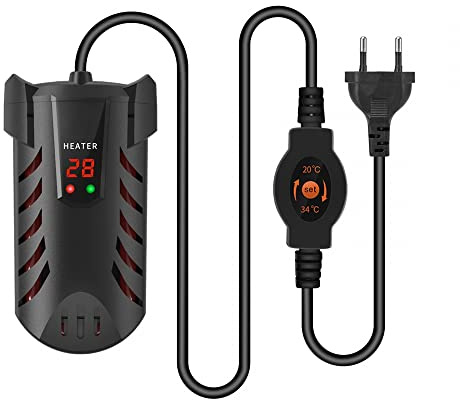 Mini akvarievärmare, 25W/50W/100W/200W dränkbar värmare för akvarier, justerbar intelligent akvarievärmare med LED digital display för 1-120L akvarier