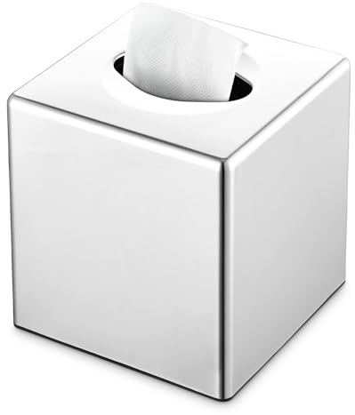 Y-in Hand Tissue Box Cover, Square Facial Tissue Holder Storage for Bathroom Vanity, Countertops, Dressers, Night Stand, Parlors and Offices - Mirror