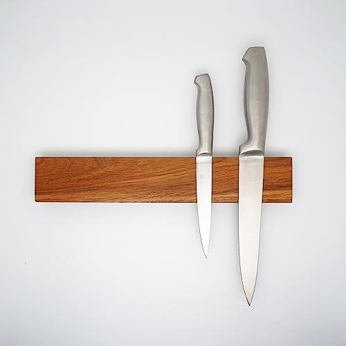 Magnetleiste Messer, Messerhalter aus massivem Holz, einfache Montage, multifunktional für alle magnetischen Gegenstände, sichere Befestigung, starker Halt, 35x6cm (Akazie)