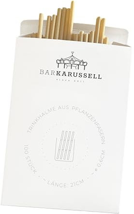100 Strohhalme 21cm lange Trinkhalme aus Pflanzenfasern mit 6mm Durchmesser