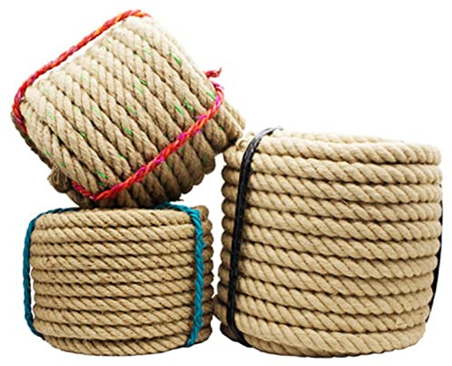 LQSSA Spago Corda Di Iuta 50M, Corda Di Canapa Naturale per il Giardinaggio Artigianale Del Graffiatore Del Gatto Di Diy/14Mm 50M