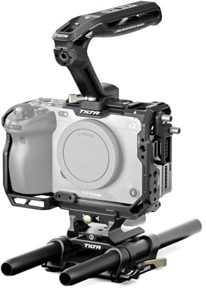 Tilta FX3 FX30 Cage, komplettes Kameragehäuse kompatibel mit Sony FX3/FX30 Basic Kit mit HDMI Kabelklemme, NATO Top Handle und 15mm LWS Baseplate - Schwarz TA-T16-A-B | Inkl. NATO Oberer Griff, HDMI Kabelklemme, 15mm LWS Bodenplatte, Mit NATO Schiene, Cold Shoe, 1/4-20, 3/8-16, Schwarz