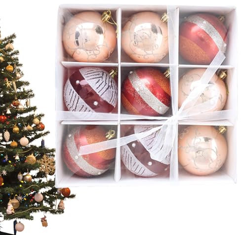 Bemalte Weihnachtskugeln, 6 cm, 8 cm, bruchsicher, bemalte Weihnachtskugel, Wanddekoration Founcy