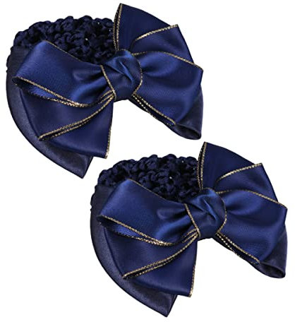FRCOLOR 2stücke Bowknot Haarnetz Mit Goldenen Akzenten Dutt-netz Für Professionelle Tänzerinnen Und Angestellte Blau Strapazierfähig Und Stylisch Schützt Vor Hitze Im Sommer