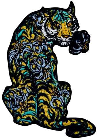 Aufnäher, bestickt, Design: Der Blumentiger, zum Aufbügeln oder Aufnähen