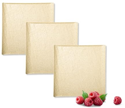 Wilmax | Quadratische Teller - 3 Stück | Dessertteller aus Porzellan | 17x17 cm | Steinoptik | Für Salate, Dessert | Für den Backofen geeignet | Spülmaschinenfest | Beige
