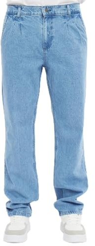 CEDY DENIM - Baggy Jeans pour hommes Loose Fit Retro Pantalon pour hommes Coupe droite Plissée Style Jeans CD354, bleu ciel, 34W x 32L