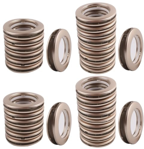 SUYUKUFU 32 Pack Curtain Eyelet Rings Grommets, 40mm ABS Plastic, Coffee | 40-70mm IN/OD diameter rings Clips for eyelet curtains; 32Pcs set for replacing worn curtain grommets and keeping panels tidy
