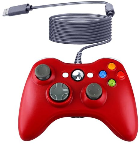 OSTENT Controller USB Cablato Gamepad Joystick per Console Microsoft Xbox 360 Computer Portatile PC Windows Videogioco Colore Rosso
