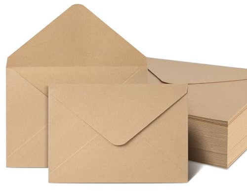 AiQlnu 50 Stück Briefumschläge, 120 g/m² Kraftpapier Briefumschläge aus Braunem Vintage 12.5x17.5CM, für Geburtstagskarten, Hochzeitseinladungen, Einladungen, Weihnachtskarten