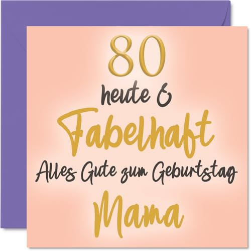 Stuff4 80. Besondere Geburtstagskarte Mama, Fabelhaft | 80 Karte Geburtstag Geburtstagskarte Frau, 145mm Glückwunschkarten Geburtstagsgeschenk für Frauen