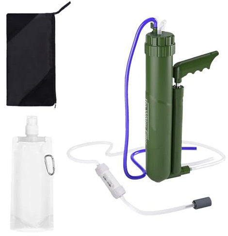Raxove Filtre à eau de randonnée, filtre à eau de camping, Purification d'eau portable de 0,0001 microns pour pompe à main potable, Système d'eau de camping de haute précision, équipement de survie,