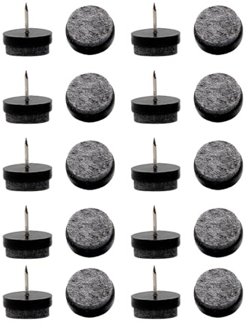 KGDUYC 20 Piezas Tornillos Deslizantes de Fieltro, 22 mm Fieltro Deslizante para Sillas, Clavos Deslizantes de Fieltro Protectores de Piernas de Sillas para Muebles Sillas Suelos de Madera (Negro)