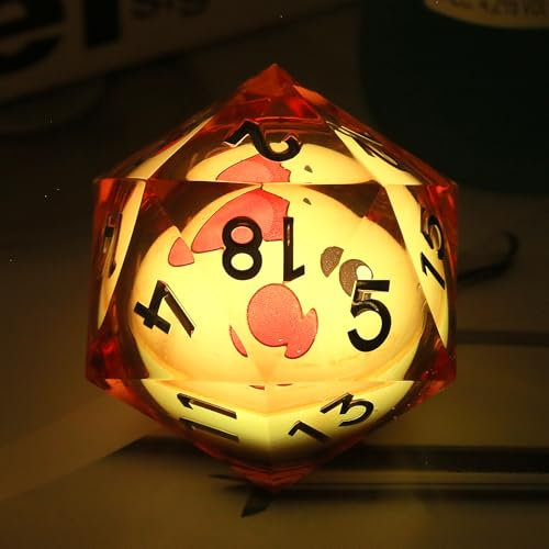 D20 55 mm Würfel, DNDND LED-20-seitige Harzwürfel mit Geschenk-Samtbeutel für Dungeons und Drachen und Tischspiele (Cartoon)