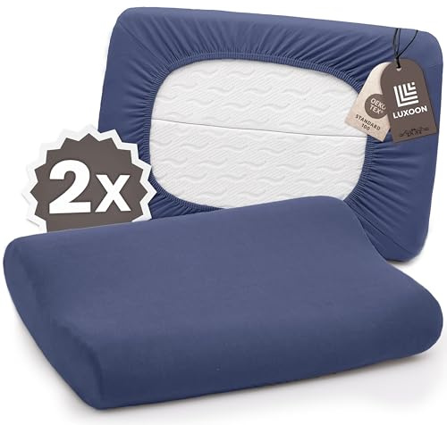 Luxoon Kissenbezug für Gesundheitskissen – 95% Baumwolle / 5% Elasthan, Atmungsaktiv und Hautfreundlich, Waschbar, Für Komfort und Hygiene 2er Pack 30-45 x 50-65 cm, Marine blau
