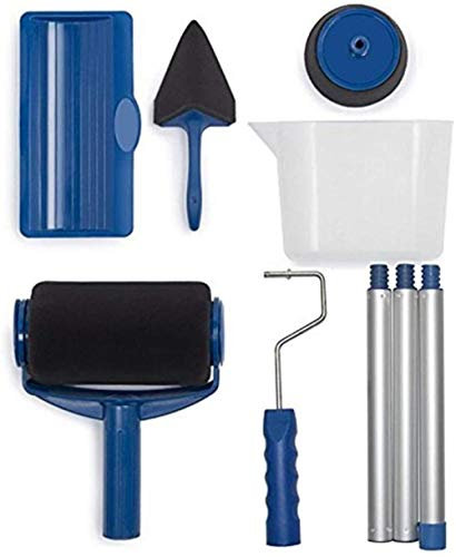 Farbroller Pro Kit mit tropffreiem System, Anti-Spritz-Technologie, Eckenschneider, Farbausgießer und Easy Flow Design, Blau