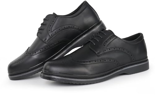 Hawkwell lågskor för män med vinglock, brogue-skor, plusstorlek, EU-storlek 47, 48, 49, 50, 51, svart, 51 EU