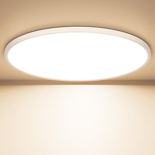OUILA LED Deckenleuchte Flach Rund - Ø50CM Deckenlampe LED 48W 4000K 4800LM IP44 Wasserdichte Badezimmer Lampe, Küchenlampe Deckenleuchte Neutralweiß für Küche Bad Schlafzimmer Flur Keller