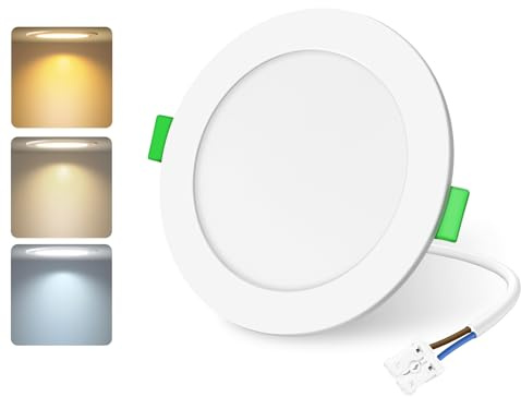 ALUSSO LIGHTING LED Downlights Dimmable Recessed Ceiling Lights 10W 1050lm High Brightness, 3000K Warm 4000K Neutral 6500K Cool White Bathroom Spot Lights Ceiling Ultra Slim Spotlights IP44, 1 Pack