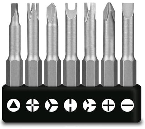 Bamyli Lot de 7 embouts de tournevis spéciaux, 50 mm, triangle, croix intérieure en U, triangle en Y, 3 points, acier au chrome-vanadium
