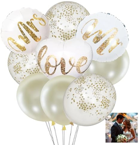 9 Stück Valentines Day Decorations Valentinstag Deko Luftballons Hochzeitsdeko Deko Hochzeit Deko Mrs Wedding Decorations Goldener Just Married Deko Heiratsantrag Hochzeits Deko Herzen Hochzeit
