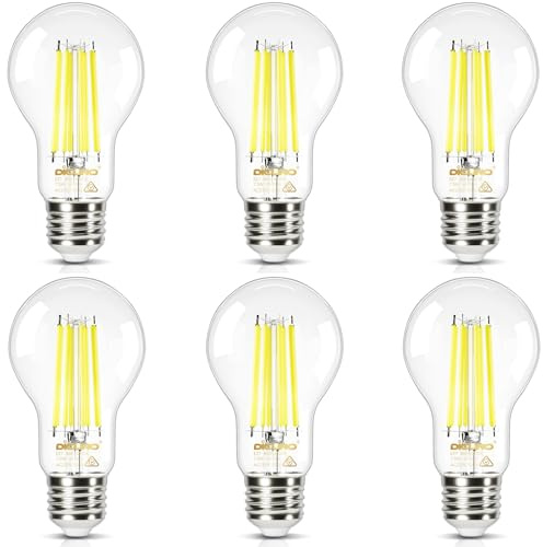 DiCUNO Lampadina LED E27 UltraEfficient Classe A, 7,5W=100W, 4000K, 6 Pezzi | Bianco neutro, 1575lm, Vetro, Non dimmerabile, Lampade a filamento Edison LED risparmio energetico per sospensione e applique