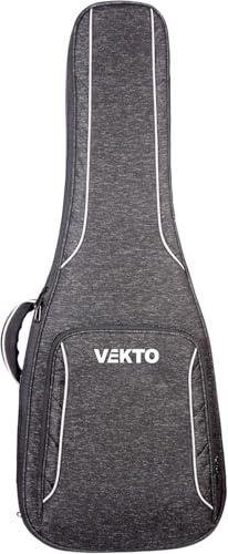 VEKTO 28 mm gepolsterte Bassgitarren-Gigbag, umweltfreundliches, wasserdichtes 800D-Gewebe mit EVA-Verstärkung, versteckte Gurte, große Tasche, abnehmbare Nackenstütze schwarz