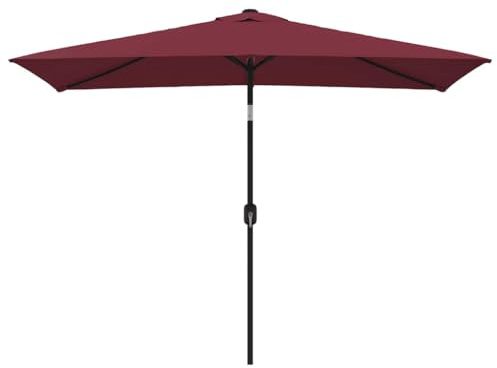 Makastle Parasol de Jardin Exterieur avec Manivelle et Orifice de Ventilation, Parasol Balcon pour Marché, Piscine, mât en métal 300x200 cm rouge bordeaux