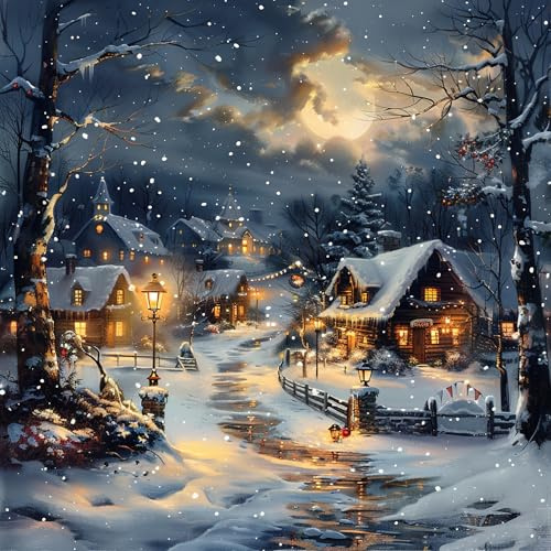 20 Servietten Winter Sagenhaftes Winterdorf als Tischdeko. Papierservietten mit Motiv für Weihnachten Dorf Stadt Winterdorf Winterstadt. Auch für Decoupage und Serviettentechnik 33x33cm