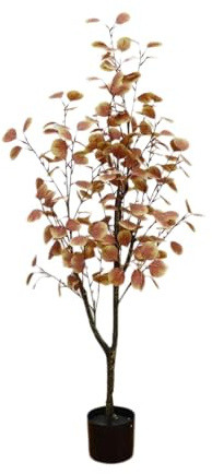Garvee Árbol De Eucalipto Artificial De 120 cm con Maceta, Planta Decorativa Falsa De Eucalipto Dorado para Salón, Oficina y Interiores, árbol Artificial Alto para Decoración del Hogar