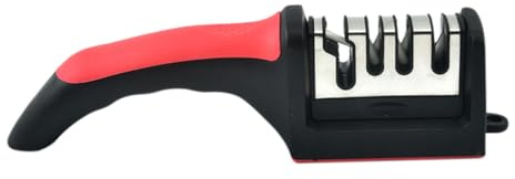 STOBAZA Affilatrice Manuale Da Cucina in Acciaio a Sezioni Scanalatura a v Antiscivolo, Temperamatite Portatile Per Ristorante, Campeggio e Uso Domestico