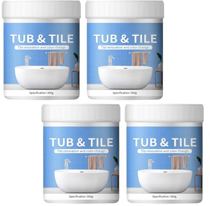 Lueear Vernice per rifinire vasche e piastrelle, kit di vernice per piastrelle del bagno, kit di riparazione ad asciugatura rapida per metallo, doccia, mobili, scheggiature e, 500 g