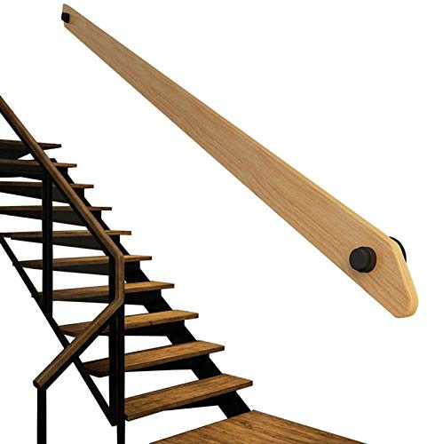 Barandilla de escalera de madera vintage, montada en la pared para escaleras interiores, barra de apoyo antideslizante, ideal para personas mayores y seguridad en el hogar, barandilla de pasillo