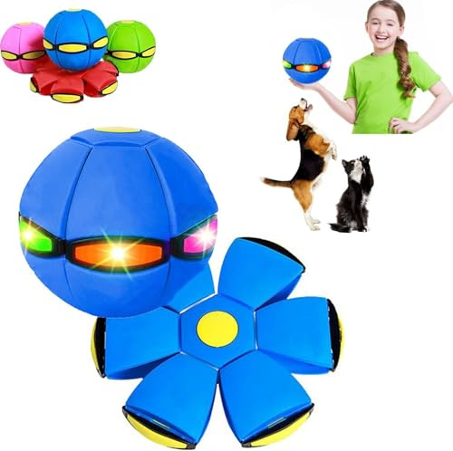Générique Ballon Sauteur Magique pour Enfants 2026 - Soucoupe Volante à Double Forme Commutable avec 6 LEDs, Jouet d'Interaction Parent-Enfant et d'Activités Familiales (Bleu)