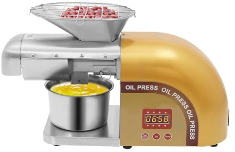 1800W Automatische Ölpresse für Walnüsse,bis zu 95% Ölausbeute,Edelstahl Erdnuss-Ölpresse 5kg/H 0-300°C Temperaturkontrolle Ölextraktionsmaschine Elektrische Ölpresse mit Display für Nüsse, Saaten