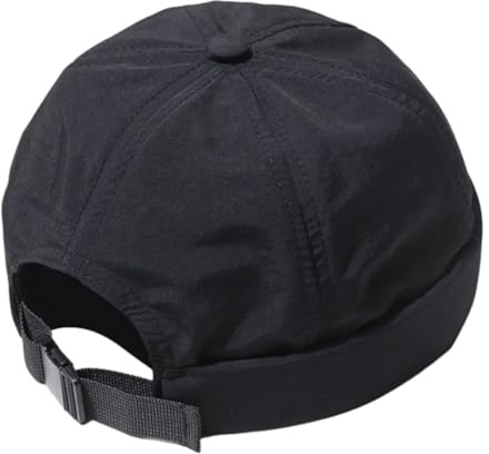 HIQIU Docker-keps för herrar sommar tunn sjömansmössa snabbtorkande dockermössa unisex keps utan skärm rullkrage hamnmössa, svart, 56-58