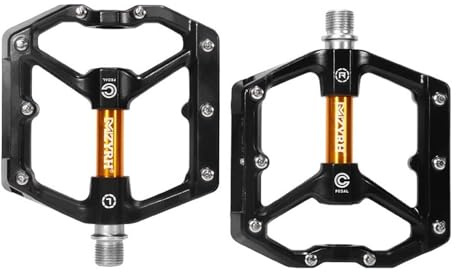 Fahrradpedale Reflektierende Fahrradpedale ultraleichte Aluminiumversiegeltelager Road BMX MTB-Pedale Nicht-Schlupf-Fahrrad-Pedale(Black Gold)