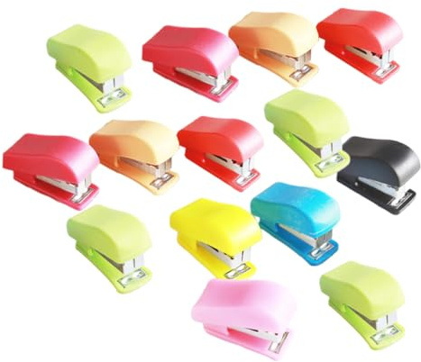 Hemobllo Mini Grapadora de Escritorio Manual, Tamaño Pequeño, 24 Unidades por Paquete, Color Aleatorio, Ligera y Portátil, Adecuado para Oficina, Hogar y Escuela, Material