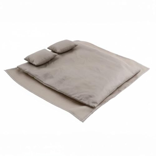 TISHITA Miniatura Ropa de Cama Muñeca Juego Cama Almohadas Diseño Realista Funcionalidad Textil Suave Adecuado para Escenas de Dormitorio Coleccionistas y Decoración de Casas de Muñecas, Algodón Gris