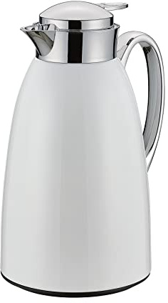cilio Isolierkanne VENEZIA weiß, 1L, Vakuum-Hartglaseinsatz, Edelstahl | Thermoskanne, rostfreier Edelstahl, hält 12h heiß oder 24h kalt, Schraubverschluss, 1 Liter Fassungsvermögen