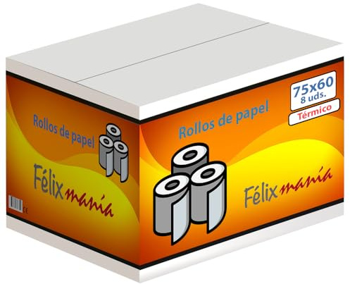 Rollo Papel Térmico Sin BPA 75x60x12mm (8 ud.)
