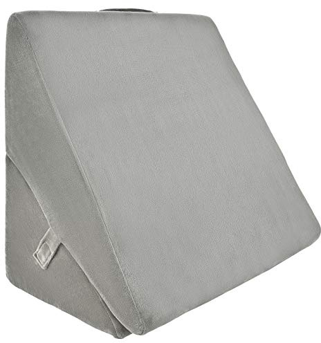 DREAMADE Multifunktionales Keilkissen für Bett & Couch, 2 teiliges Rückenkissen mit abnehmbarem Bezug & Klettverschluss, Lesekissen, Rückenlehne im Bett & zum Füße hochlagern (grau)