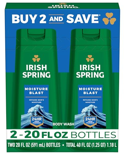Irish Spring Moisture Blast Body Wash for Men, 20 Fl Oz (Pack of 2)